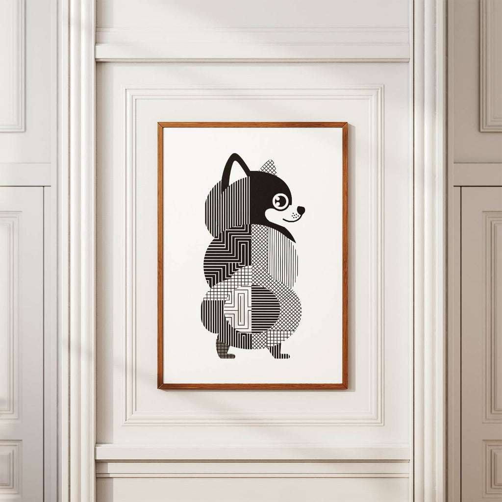 Pomeranian Geometric Line Art mockup