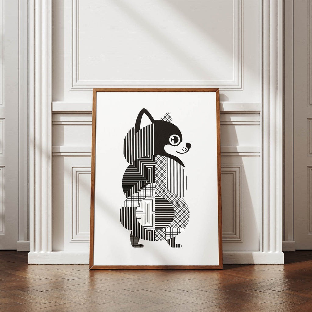 Pomeranian Geometric Line Art mockup