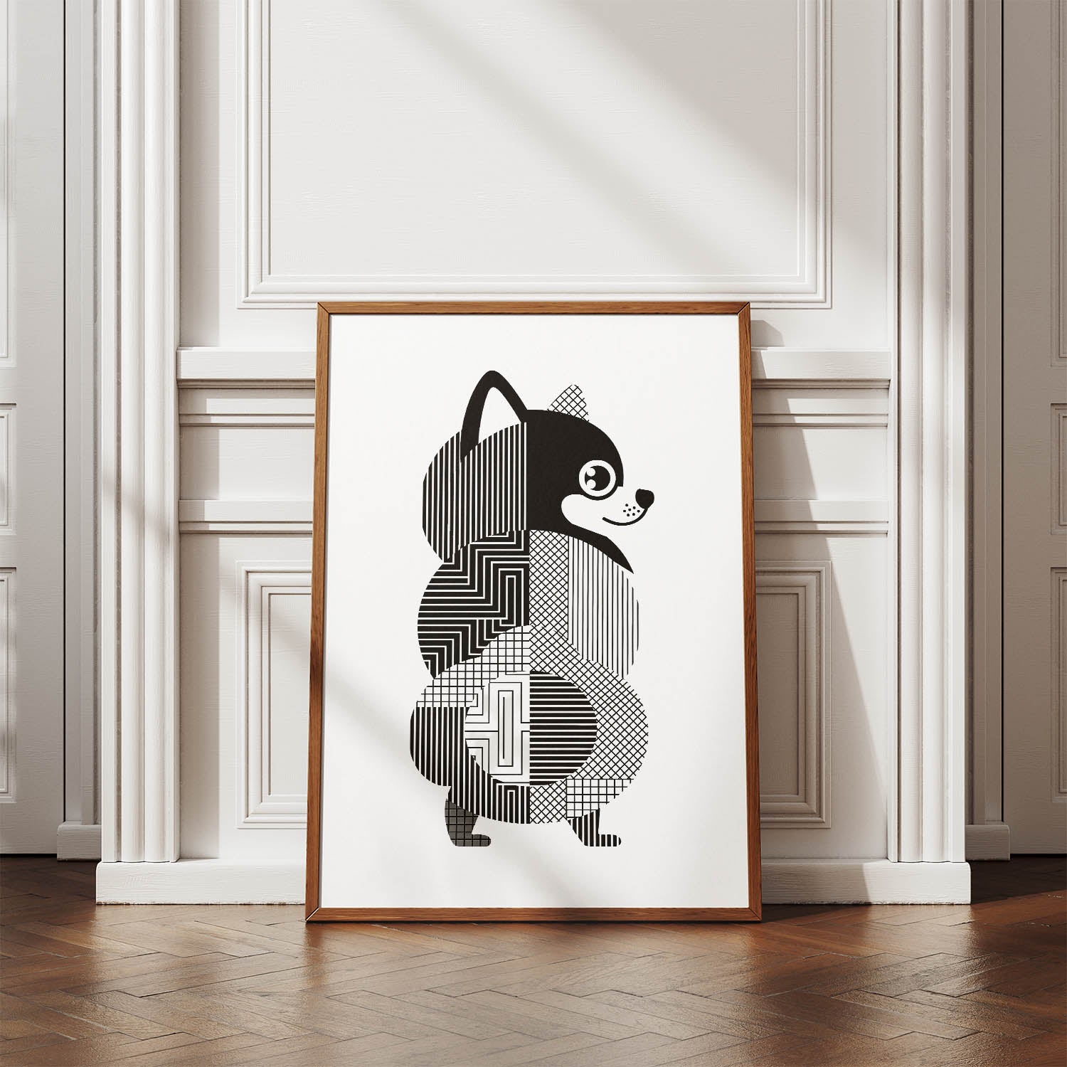Pomeranian Geometric Line Art mockup