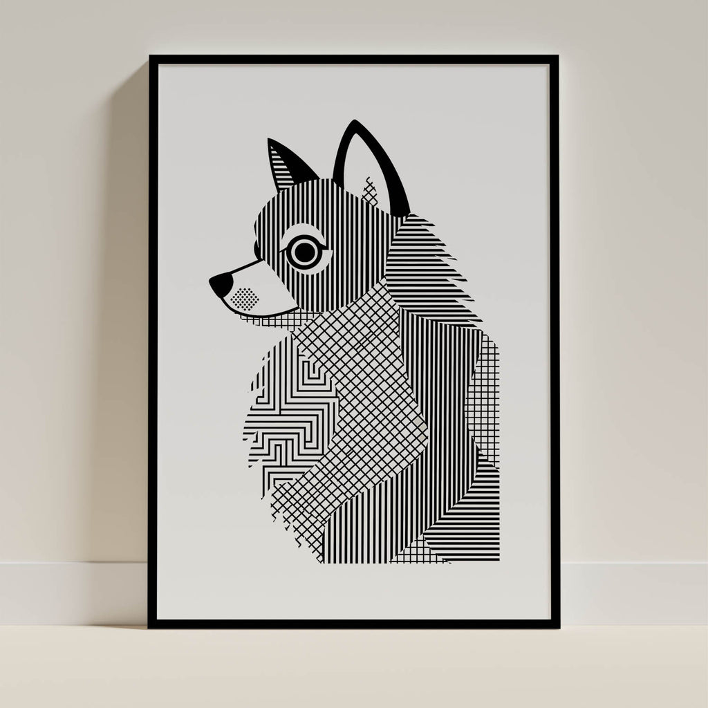 Pomeranian Geometric Line Art mockup