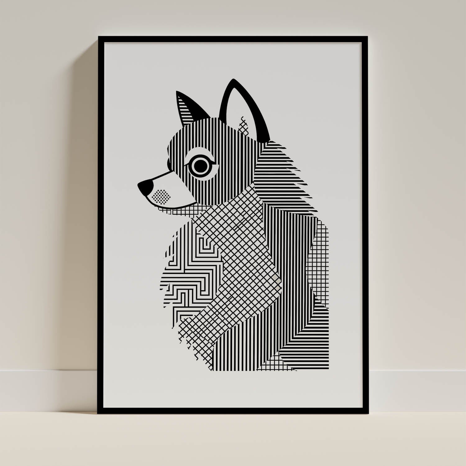 Pomeranian Geometric Line Art mockup