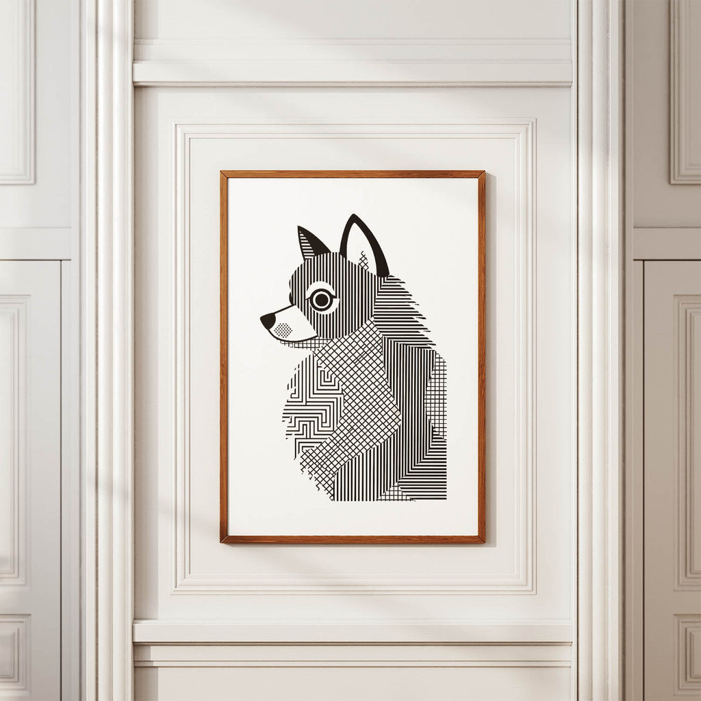 Pomeranian Geometric Line Art mockup