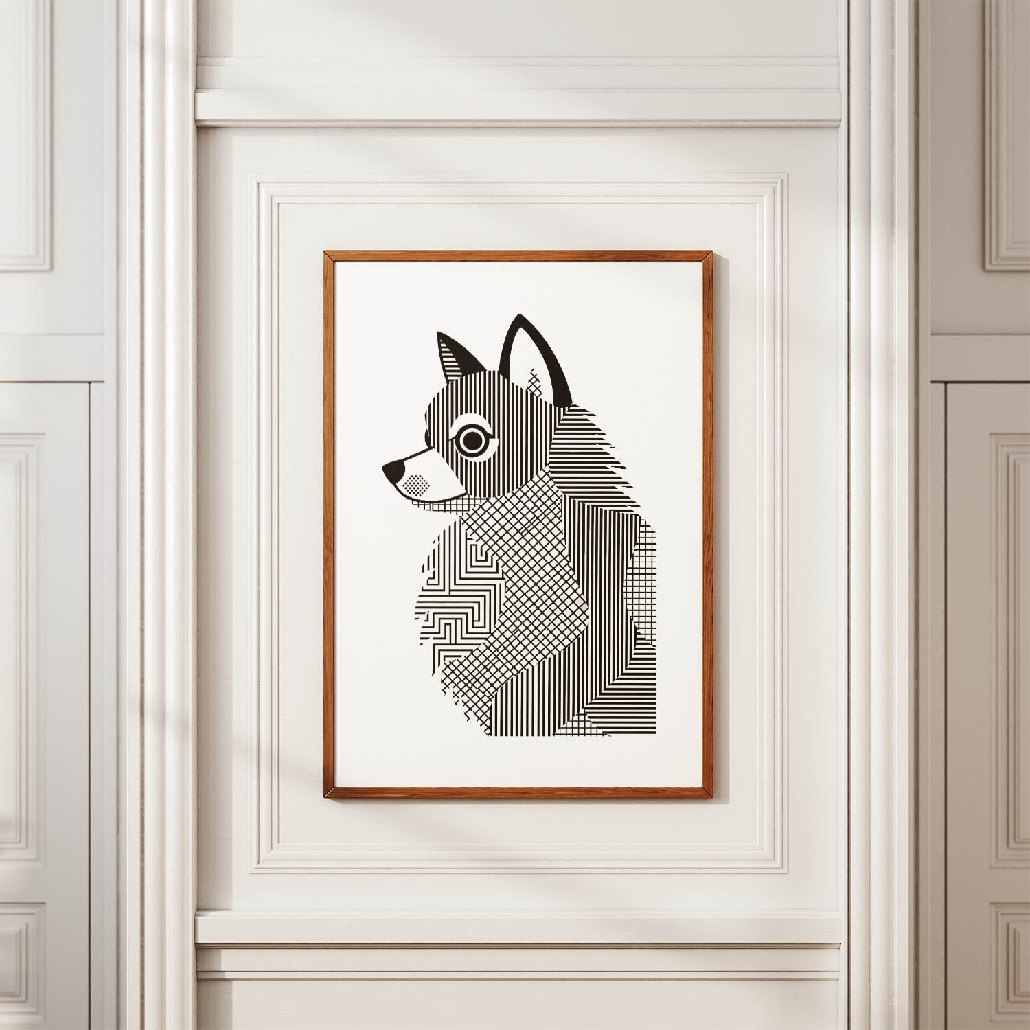 Pomeranian Geometric Line Art mockup