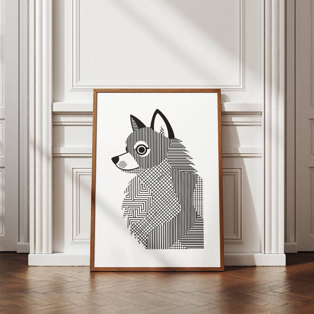 Pomeranian Geometric Line Art mockup