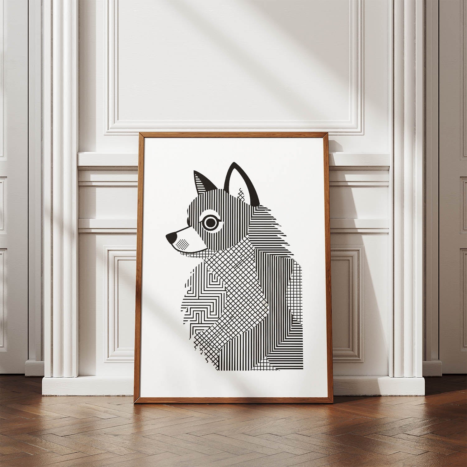 Pomeranian Geometric Line Art mockup