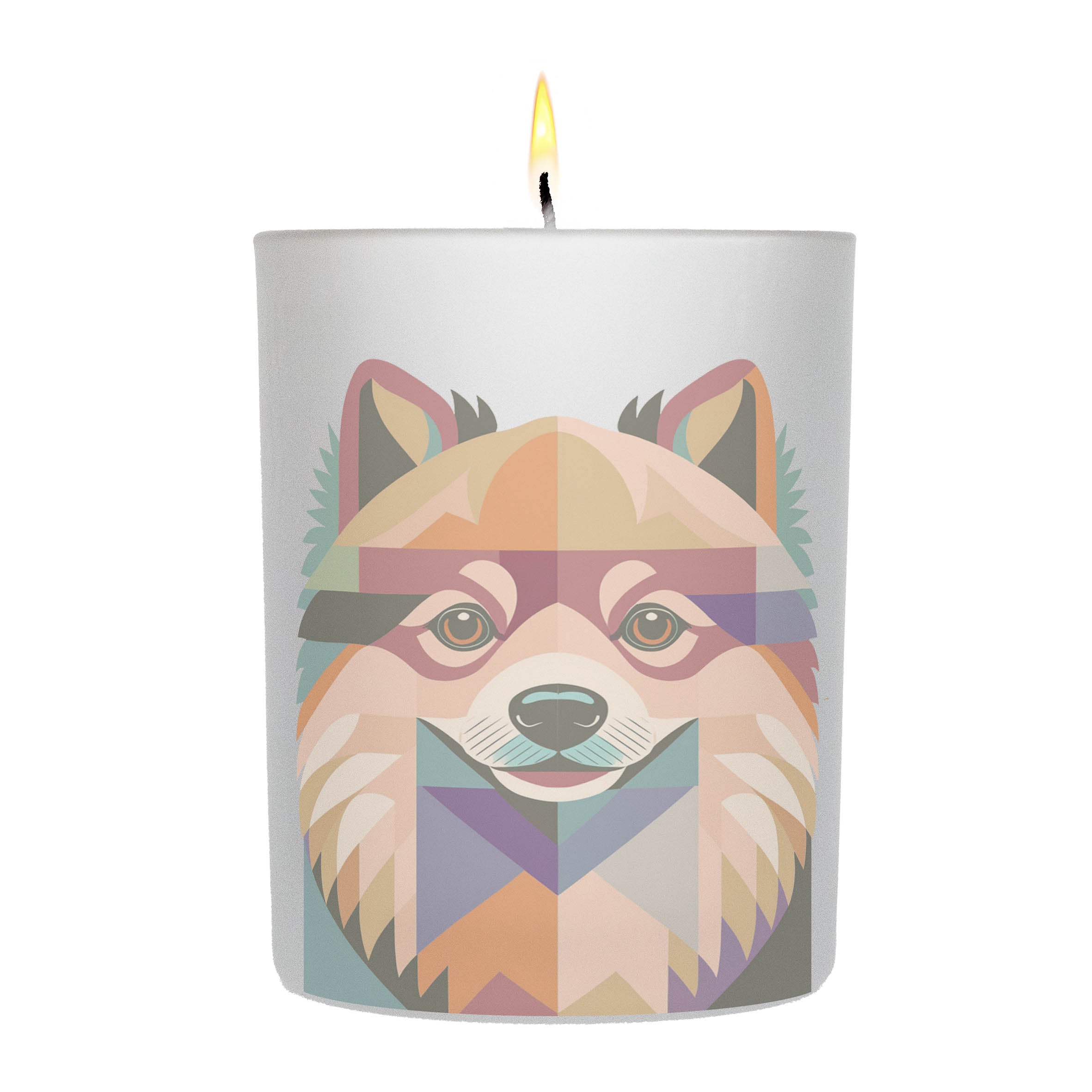 Pomeranian Graphic Retro Chic Frosted Candle