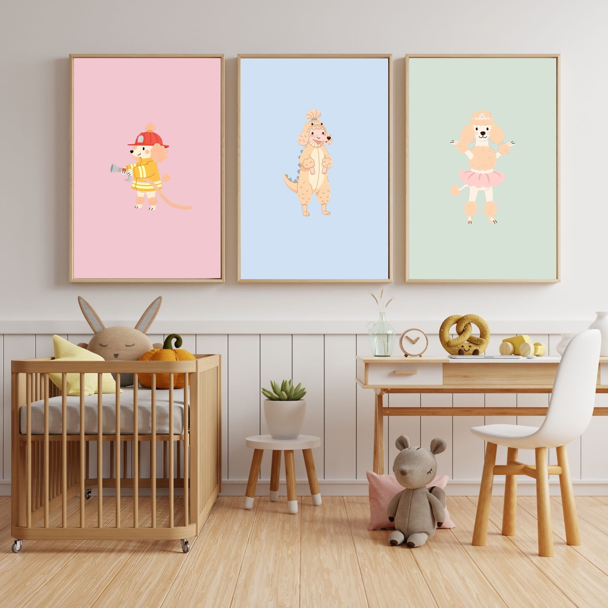 Poodle Kids Nursery Wall Art Print Bundle — 22 Dog Costume Designs, 5 Colours, 6 Print Sizes | Digital Download