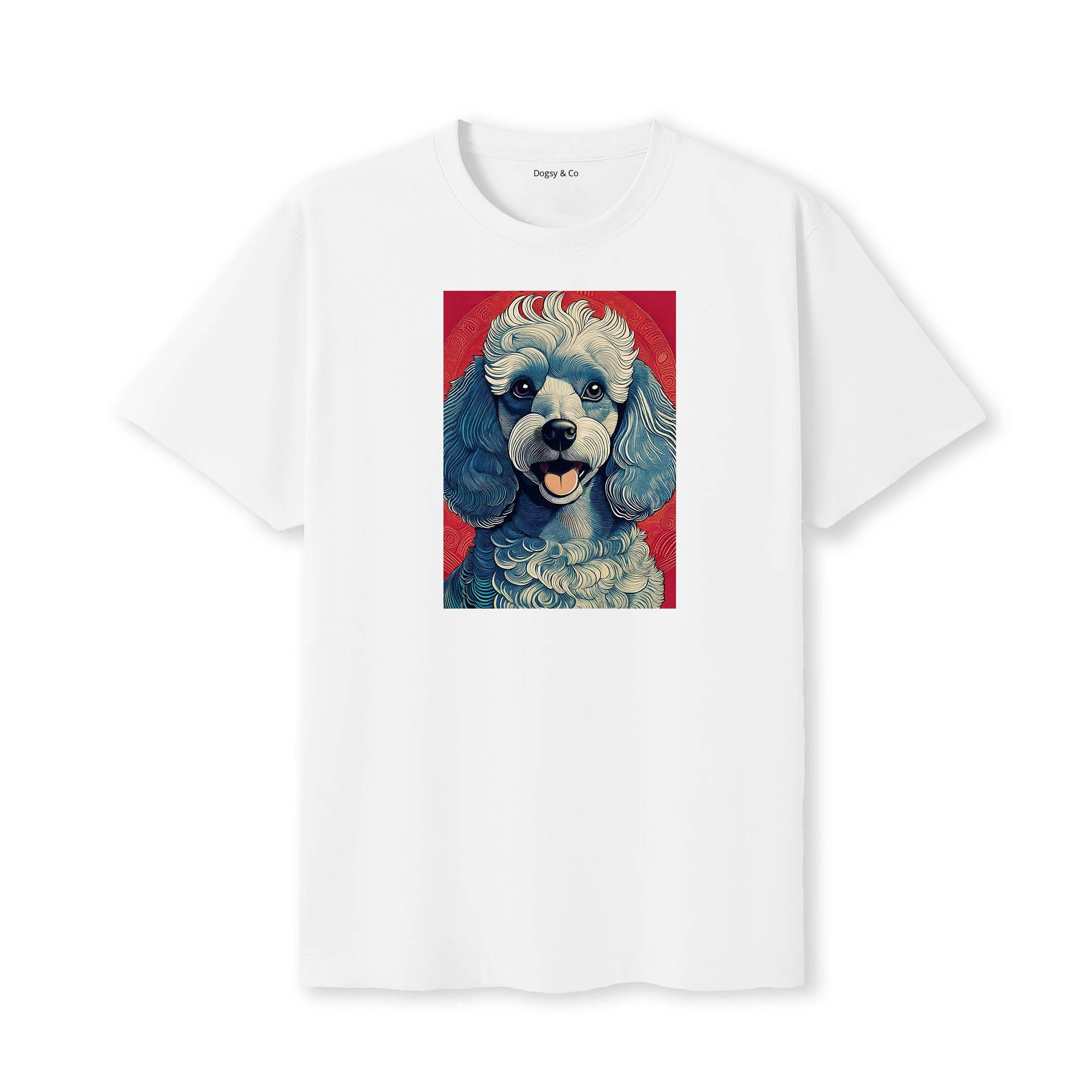 Poodle Hokusai Dog Portrait T-Shirt V1 White