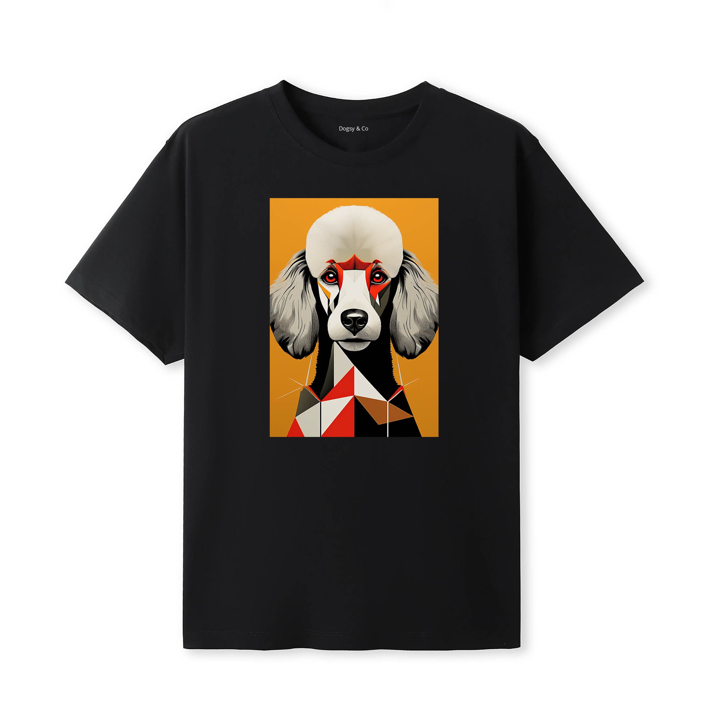 Poodle Retro Geo Orange Dog T-Shirt | Dogsy & Co