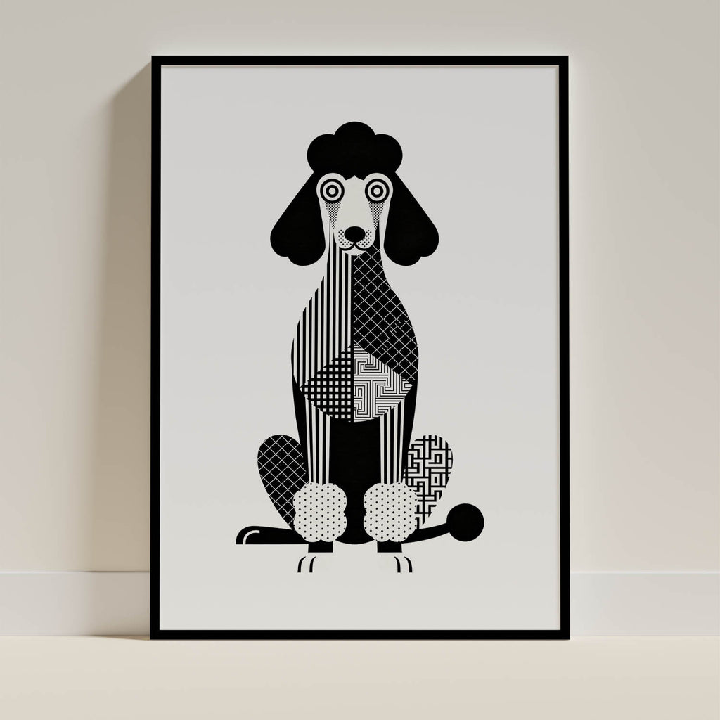Poodle Geometric Line Art - Black Frame Mockup