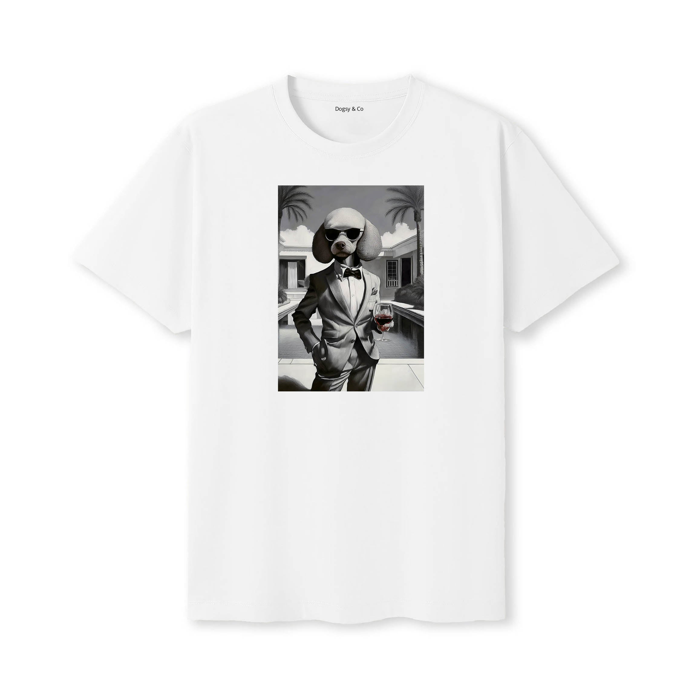Poodle distinguished gentleman dog t-shirt - white