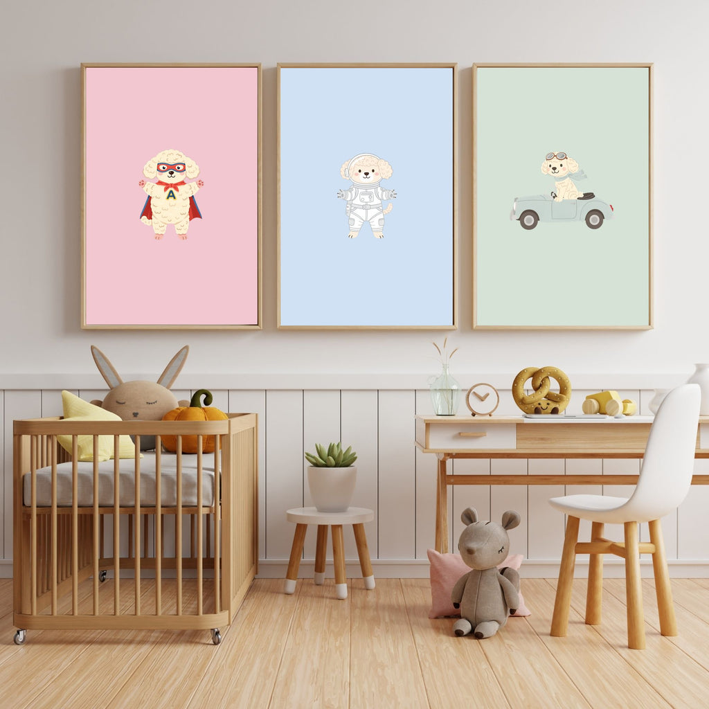 Poodle X Kids Nursery Wall Art Print Bundle — 22 Dog Costume Designs, 5 Colours, 6 Print Sizes | Digital Download