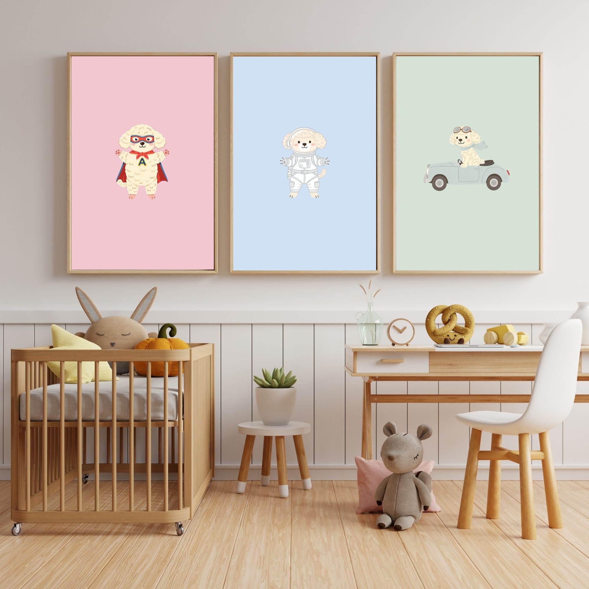Poodle X Kids Nursery Wall Art Print Bundle — 22 Dog Costume Designs, 5 Colours, 6 Print Sizes | Digital Download