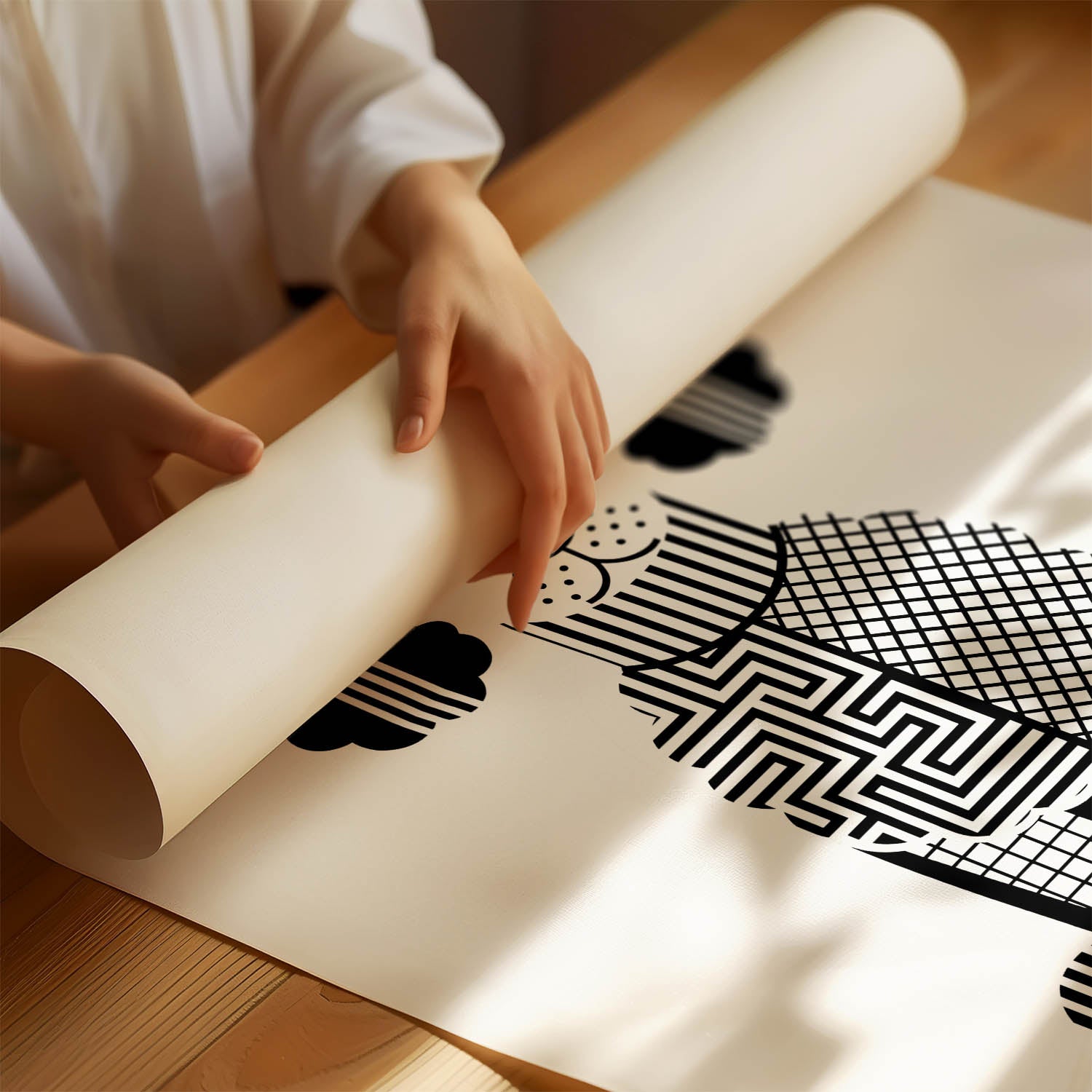 Poodle X Geometric Line Art Print - Framed Mockup