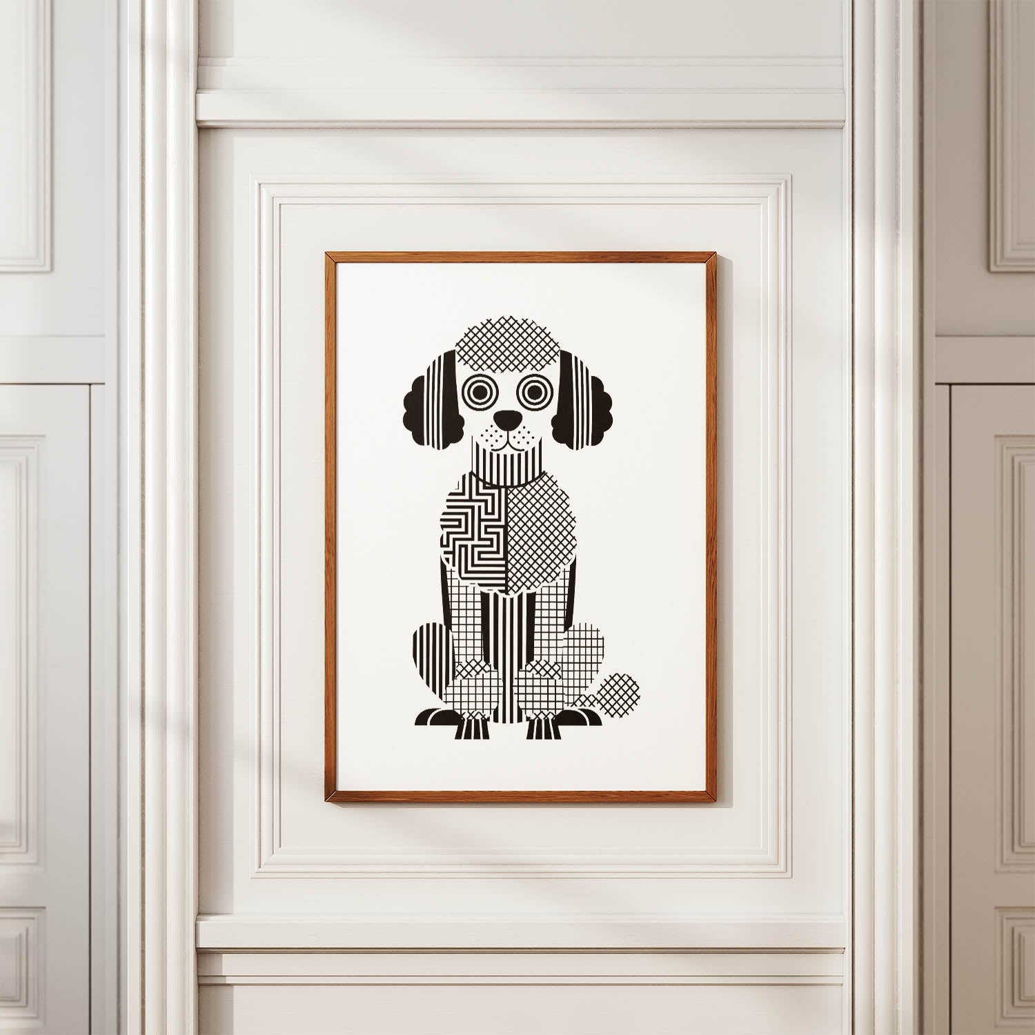 Poodle X Geometric Line Art Print - Framed Mockup