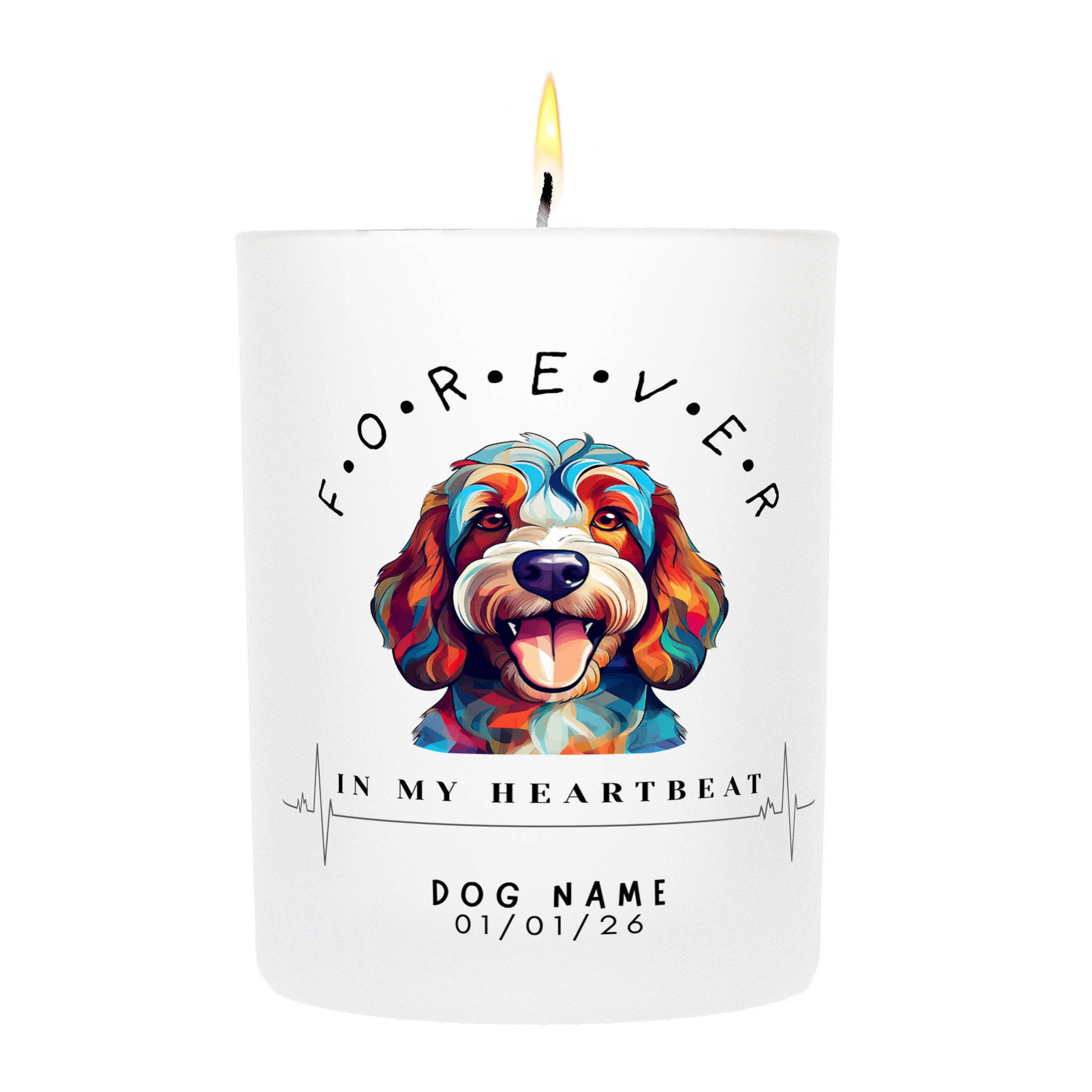 Poodles – Forever in My Heartbeat Custom Candle