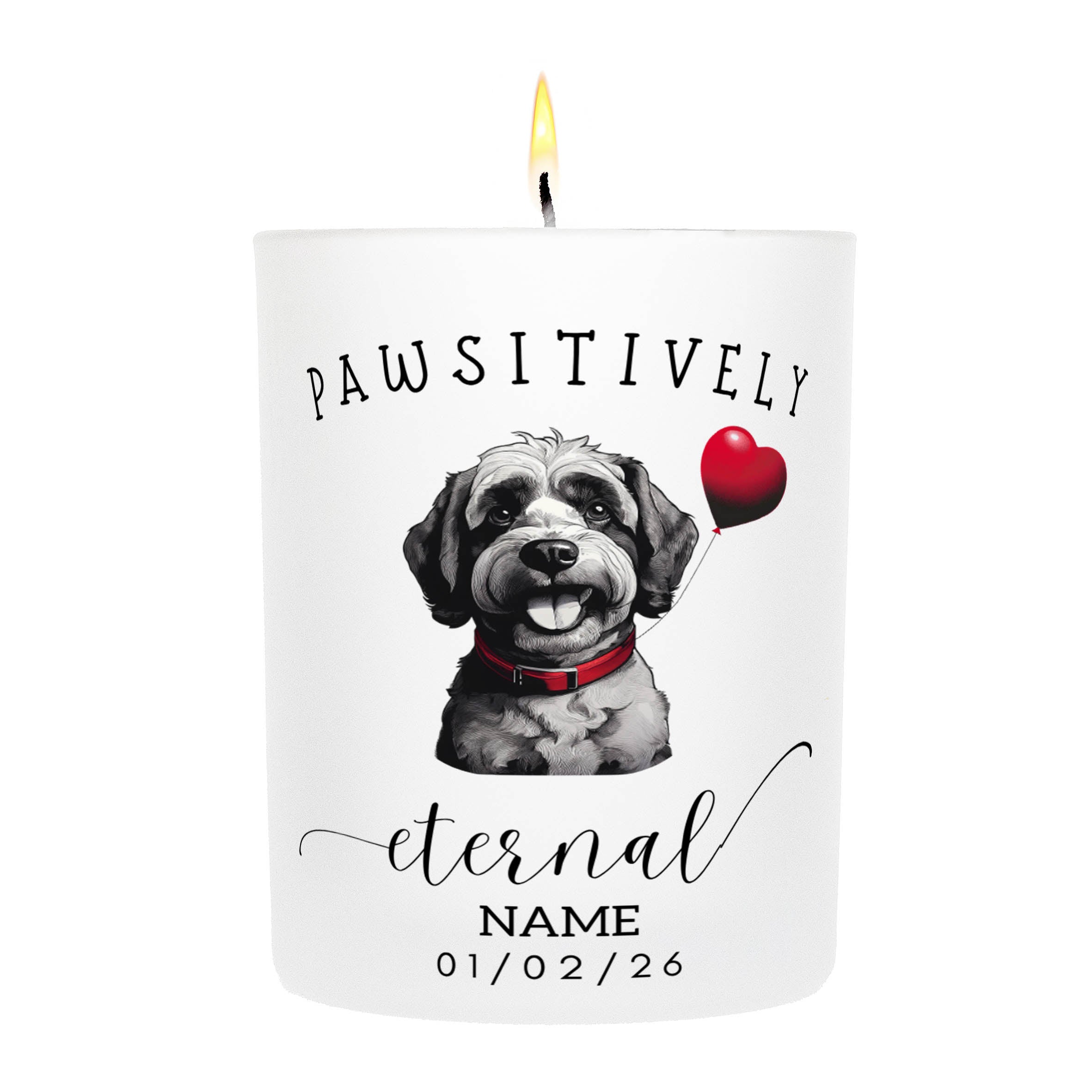 Poodle In Memory Custom Pawsitively Eternal Candle White