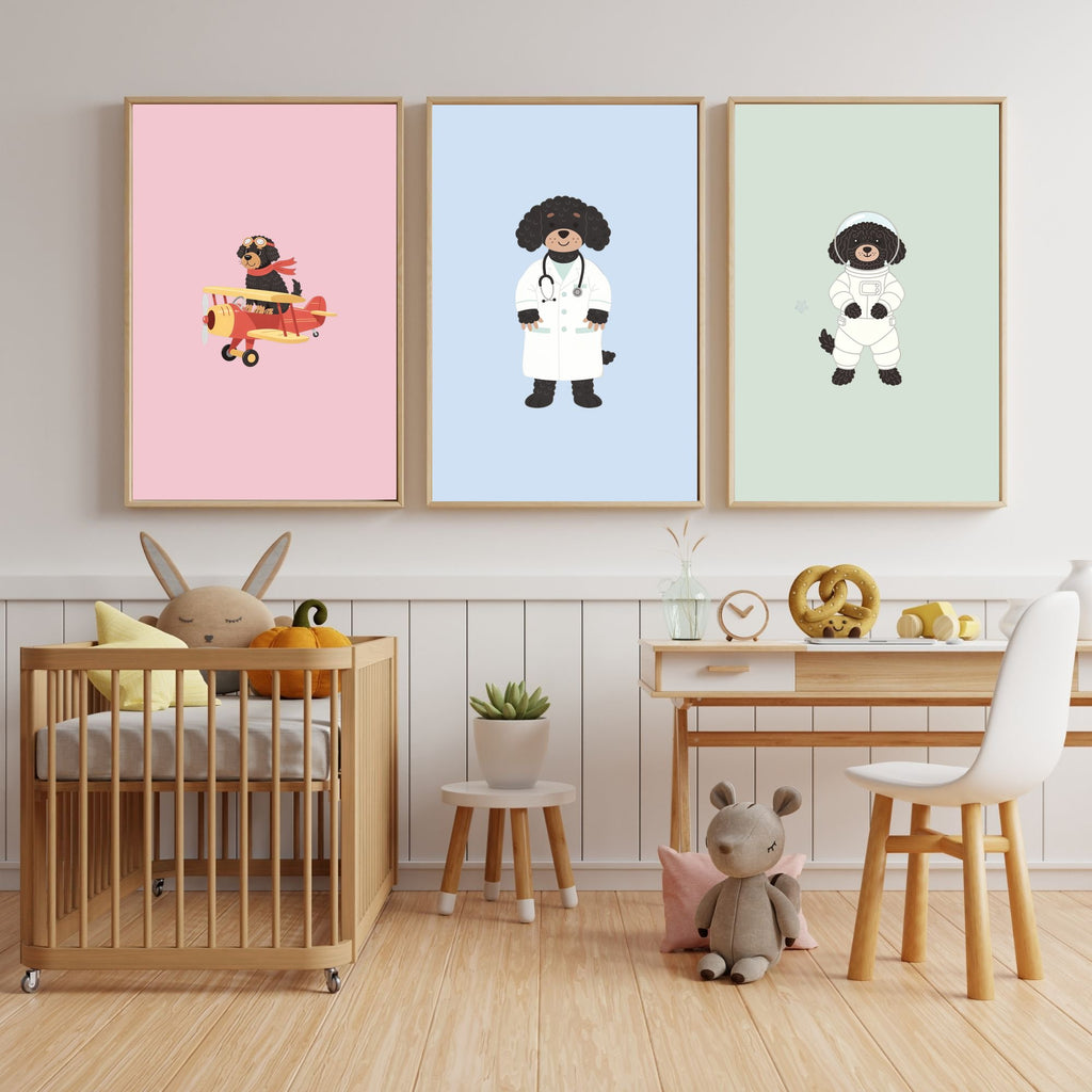 Portuguese Water Dog Kids Nursery Wall Art Print Bundle — 22 Dog Costume Designs, 5 Colours, 6 Print Sizes | Digital Download