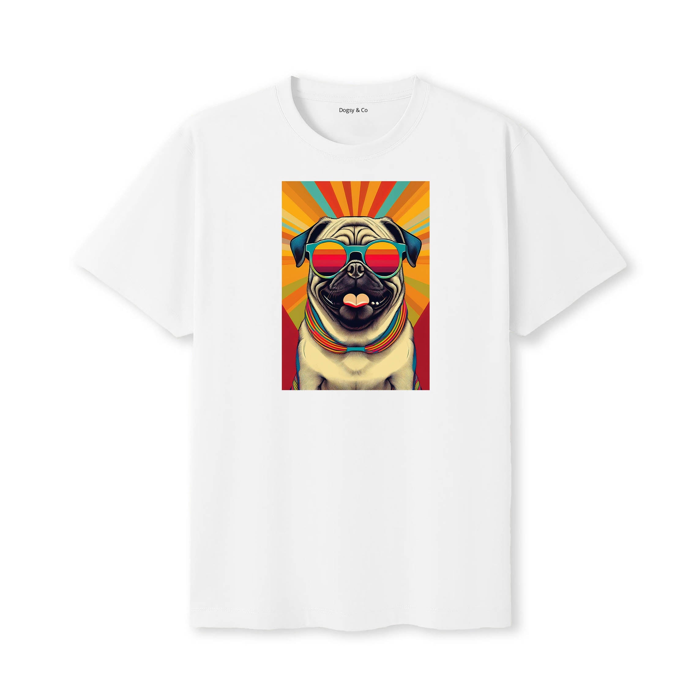 Pug Sunnies Dog T-Shirt V1 White