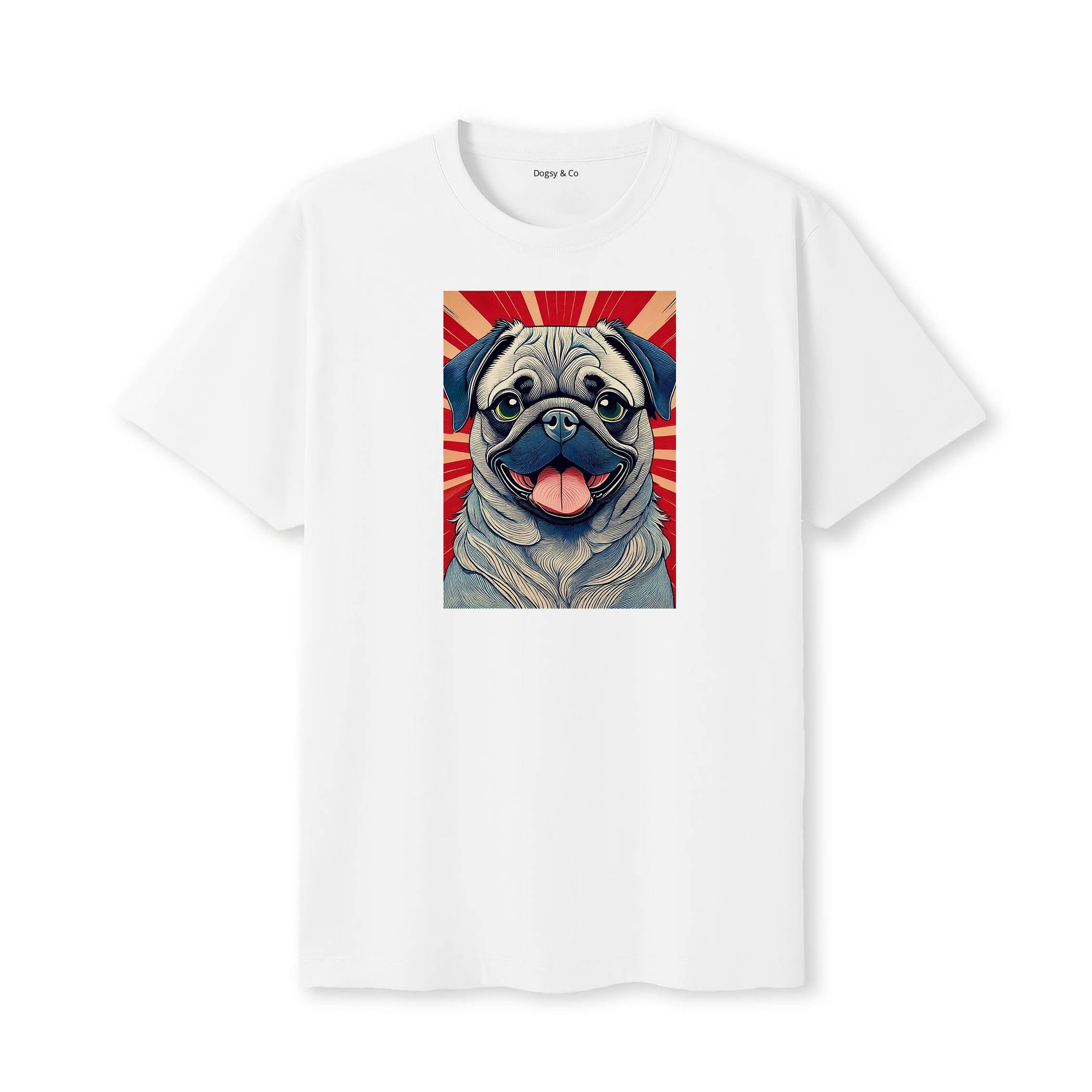Pug Hokusai Dog Portrait T-Shirt V3 White
