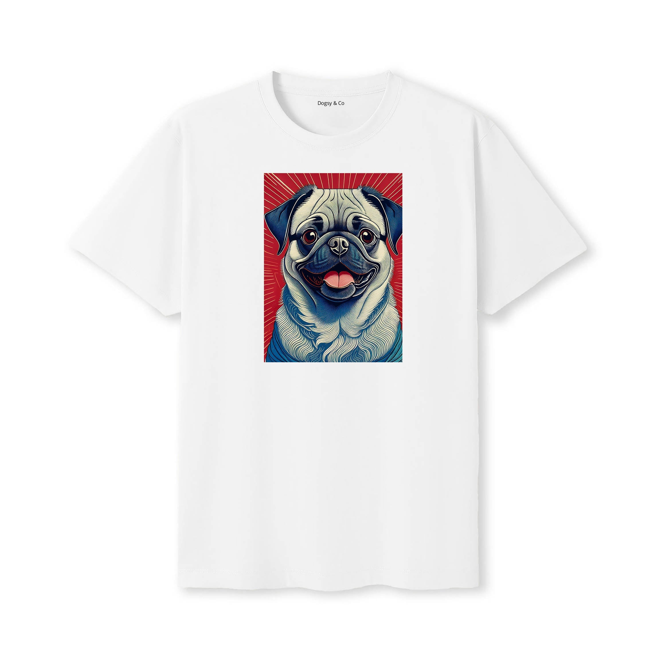 Pug Hokusai Dog Portrait T-Shirt White