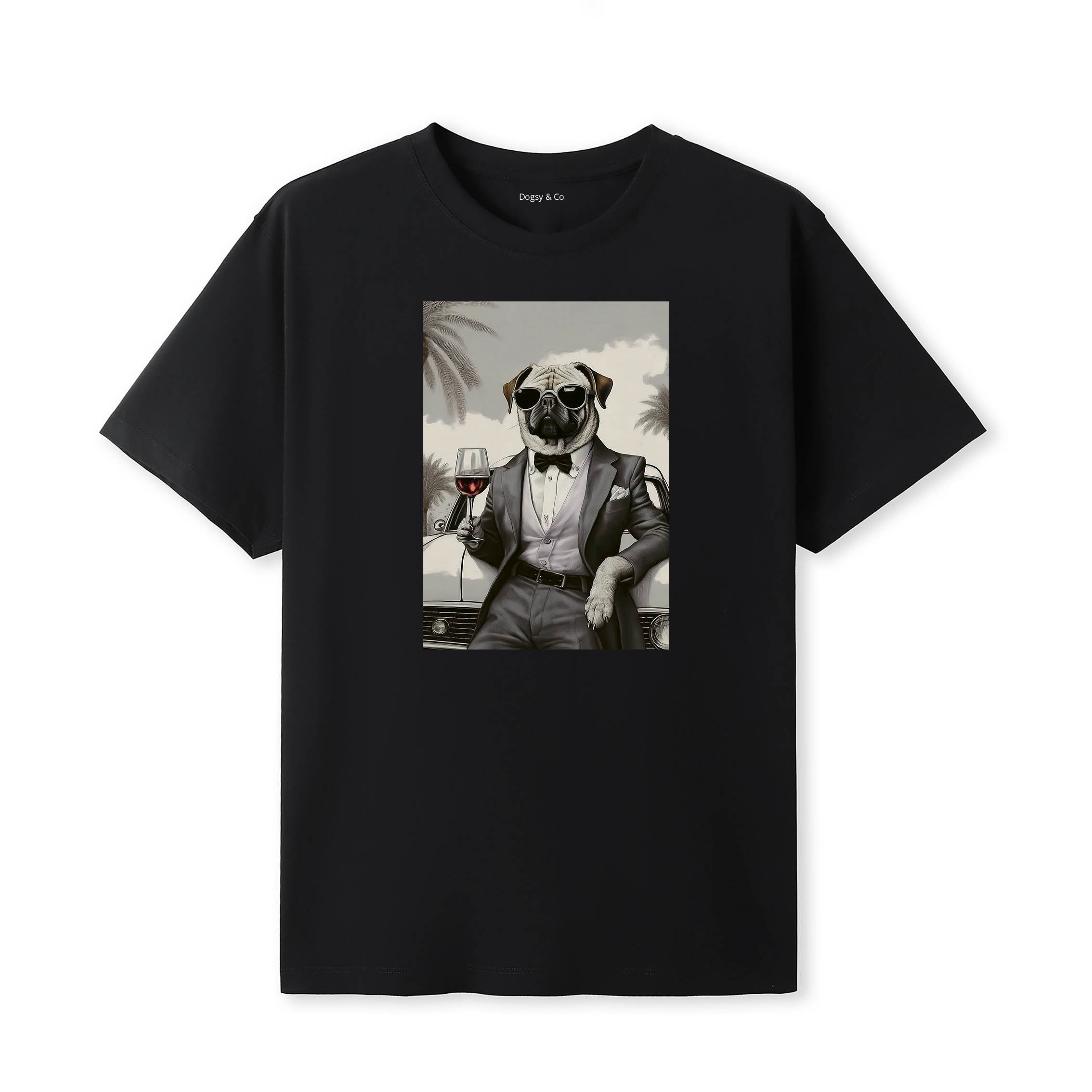 Pug distinguished gentleman dog t-shirt - black