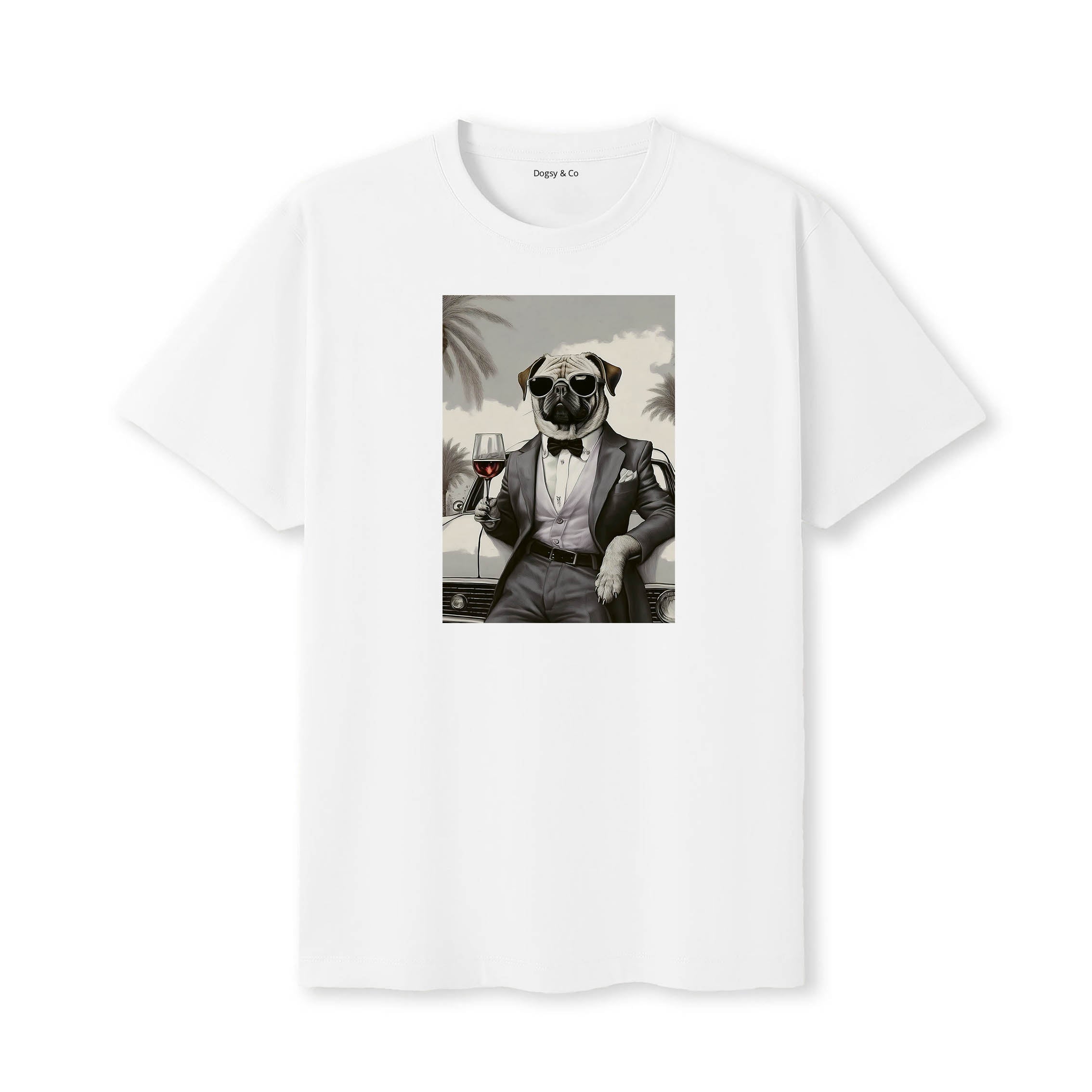 Pug distinguished gentleman dog t-shirt - white