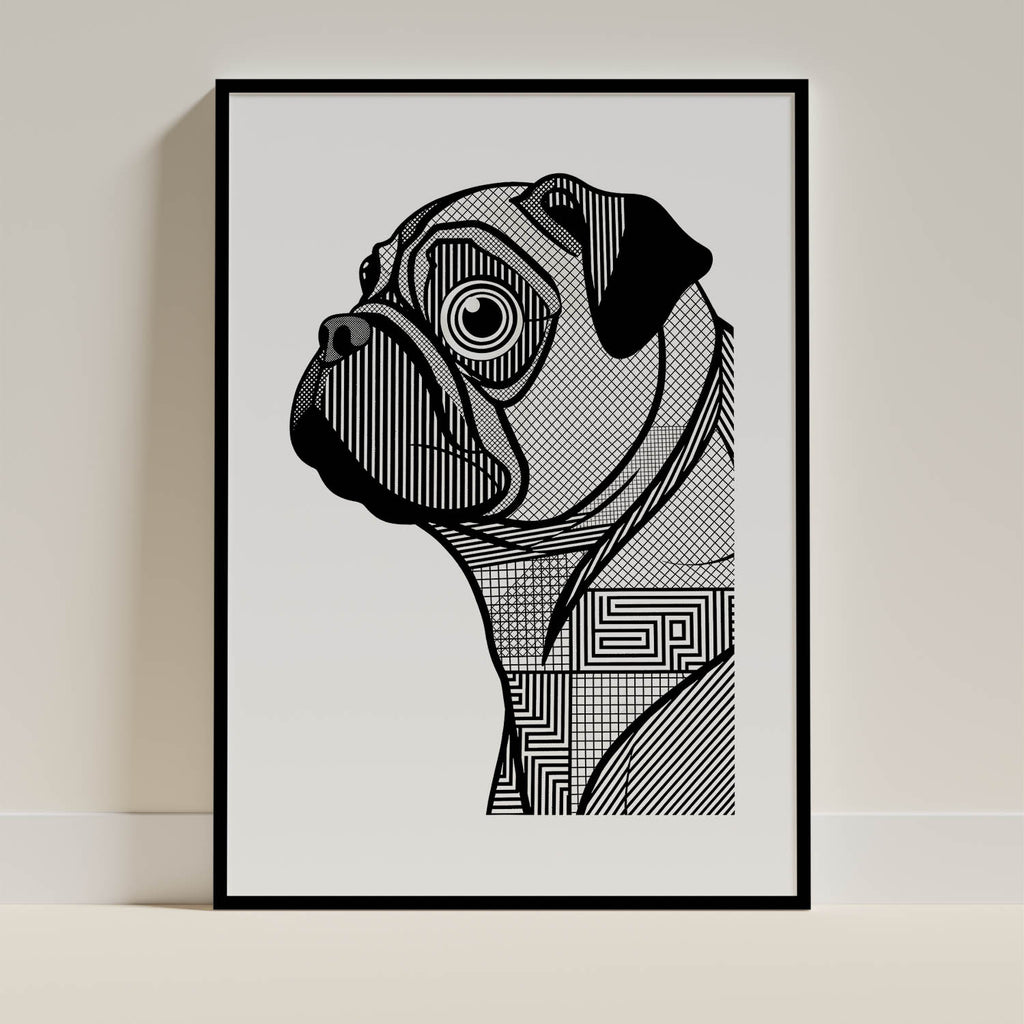 Pug Geometric Line Art mockup