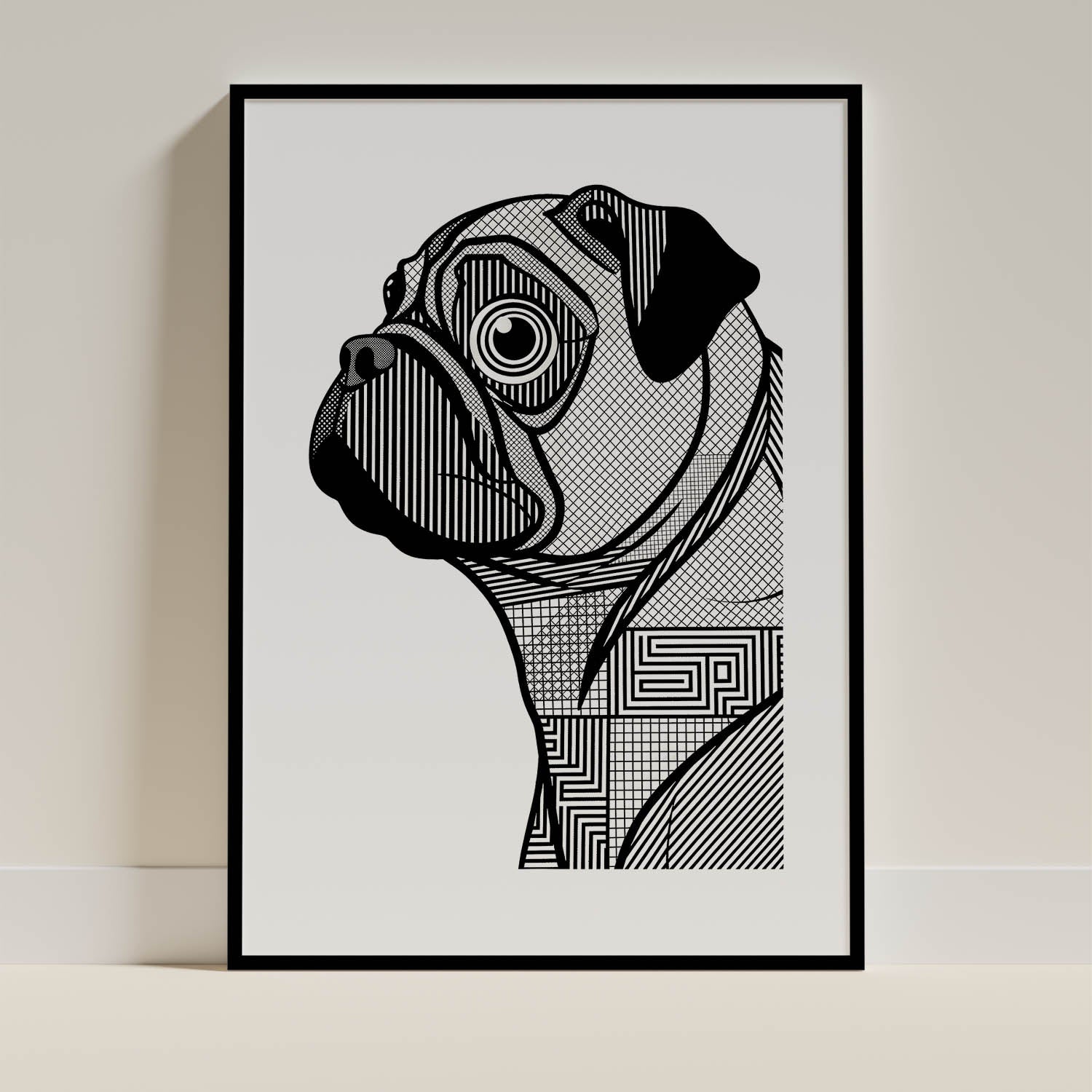 Pug Geometric Line Art mockup
