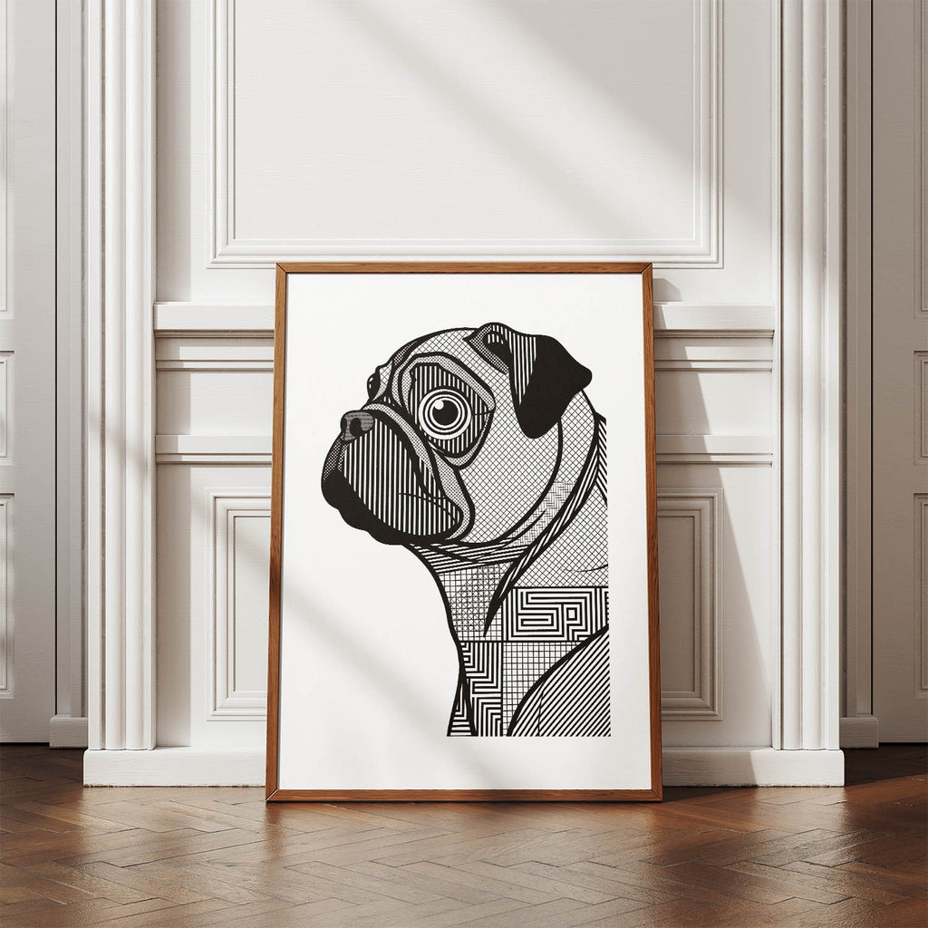 Pug Geometric Line Art mockup