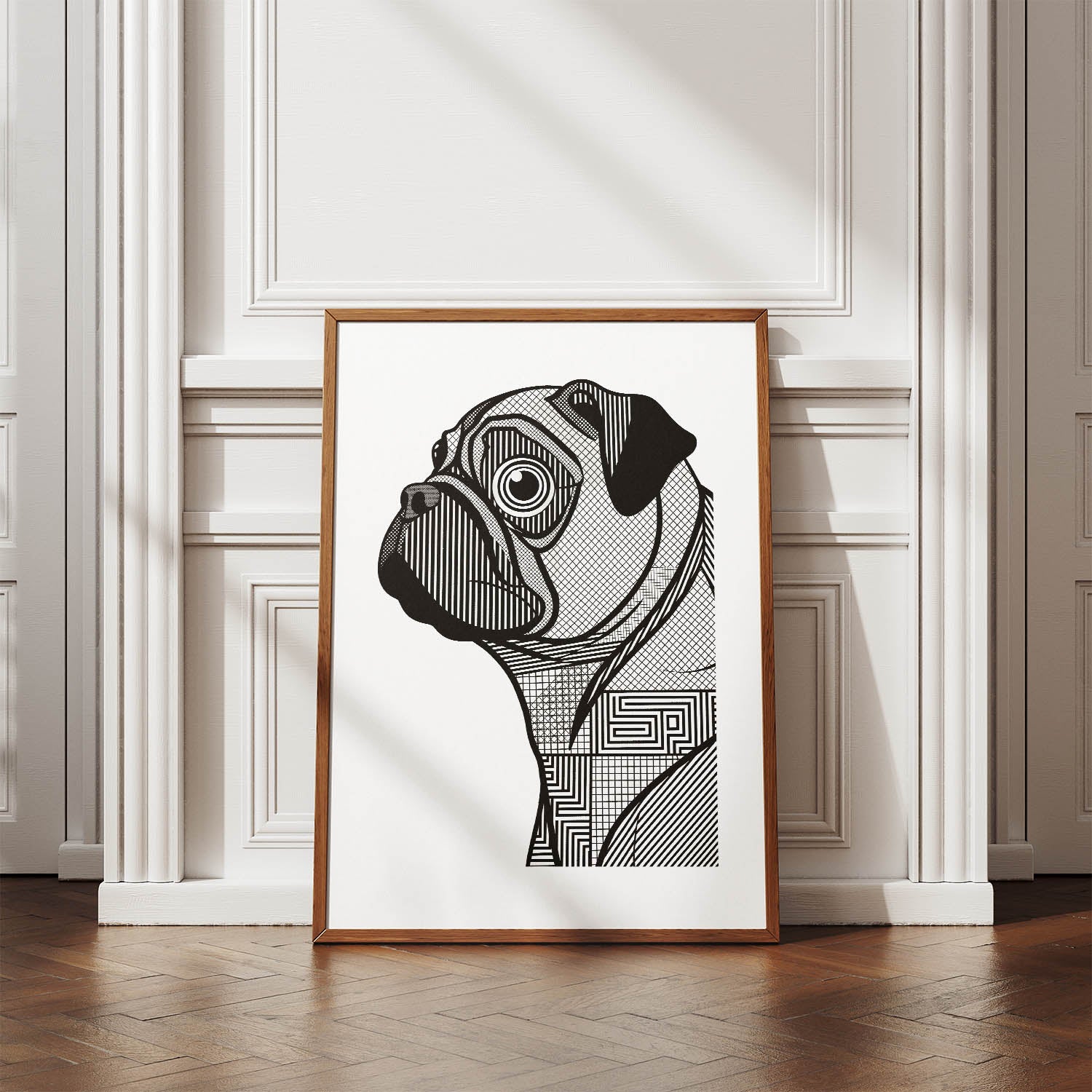 Pug Geometric Line Art mockup
