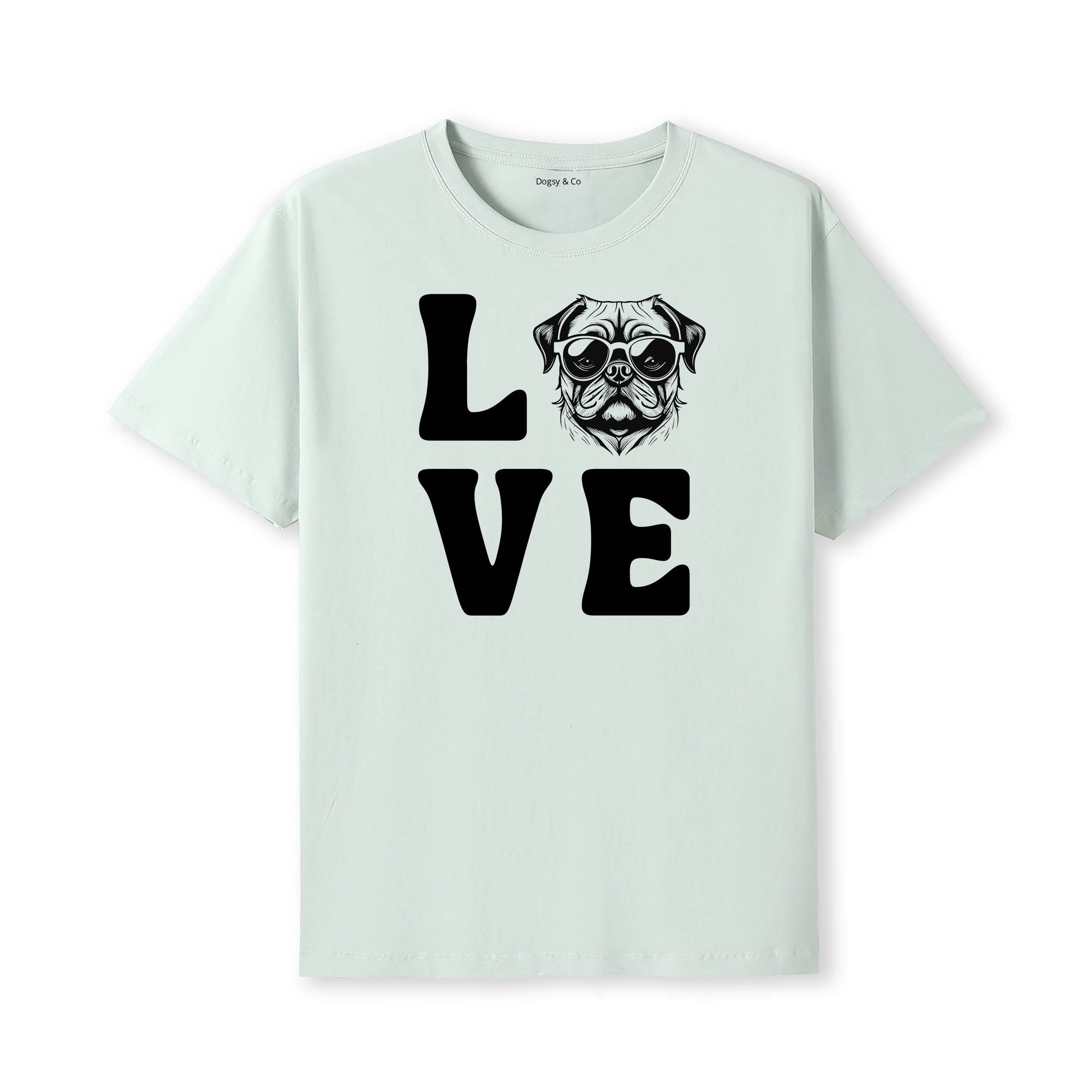Pug LOVE DOGS Tshirt - Mint