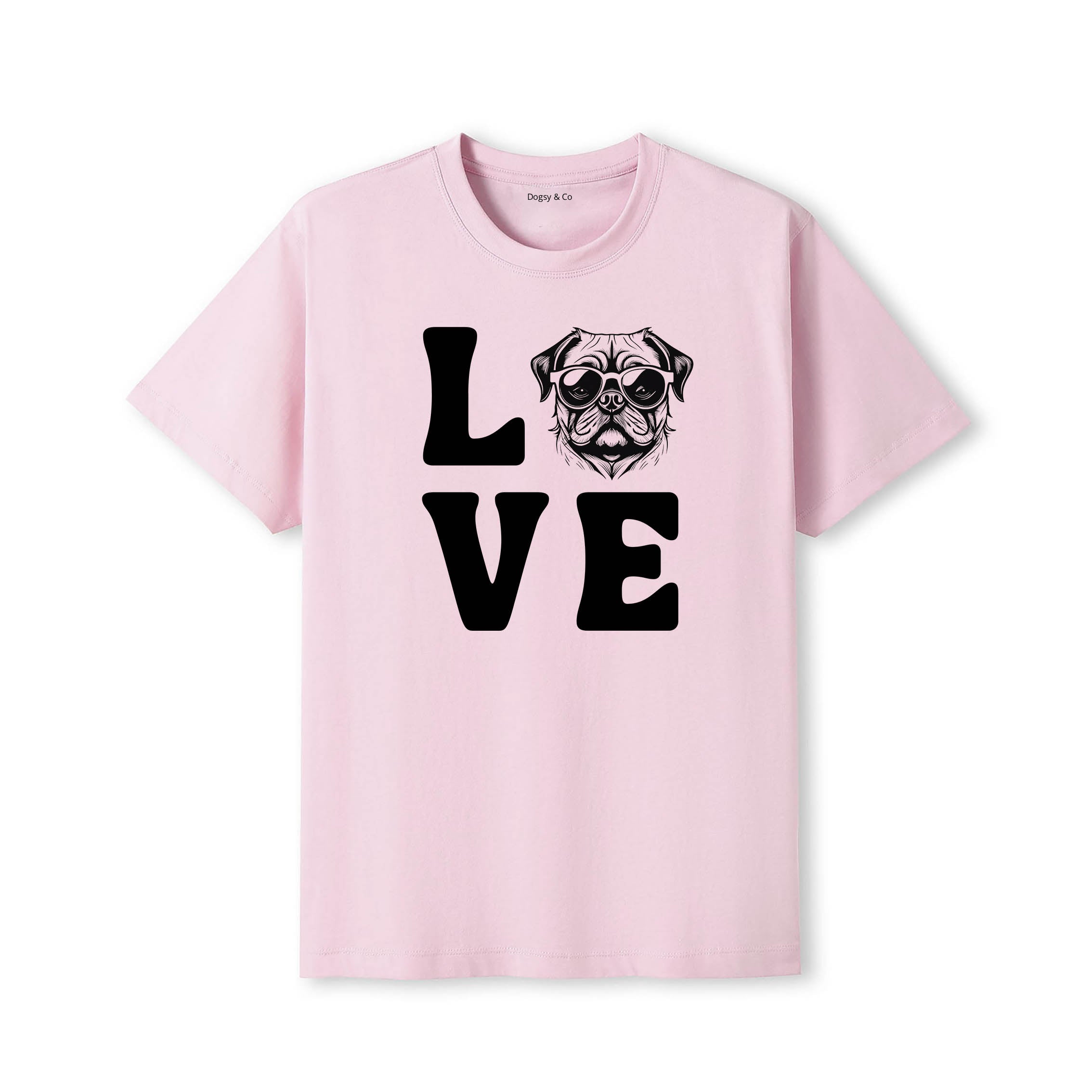 Pug LOVE DOGS Tshirt - Pink