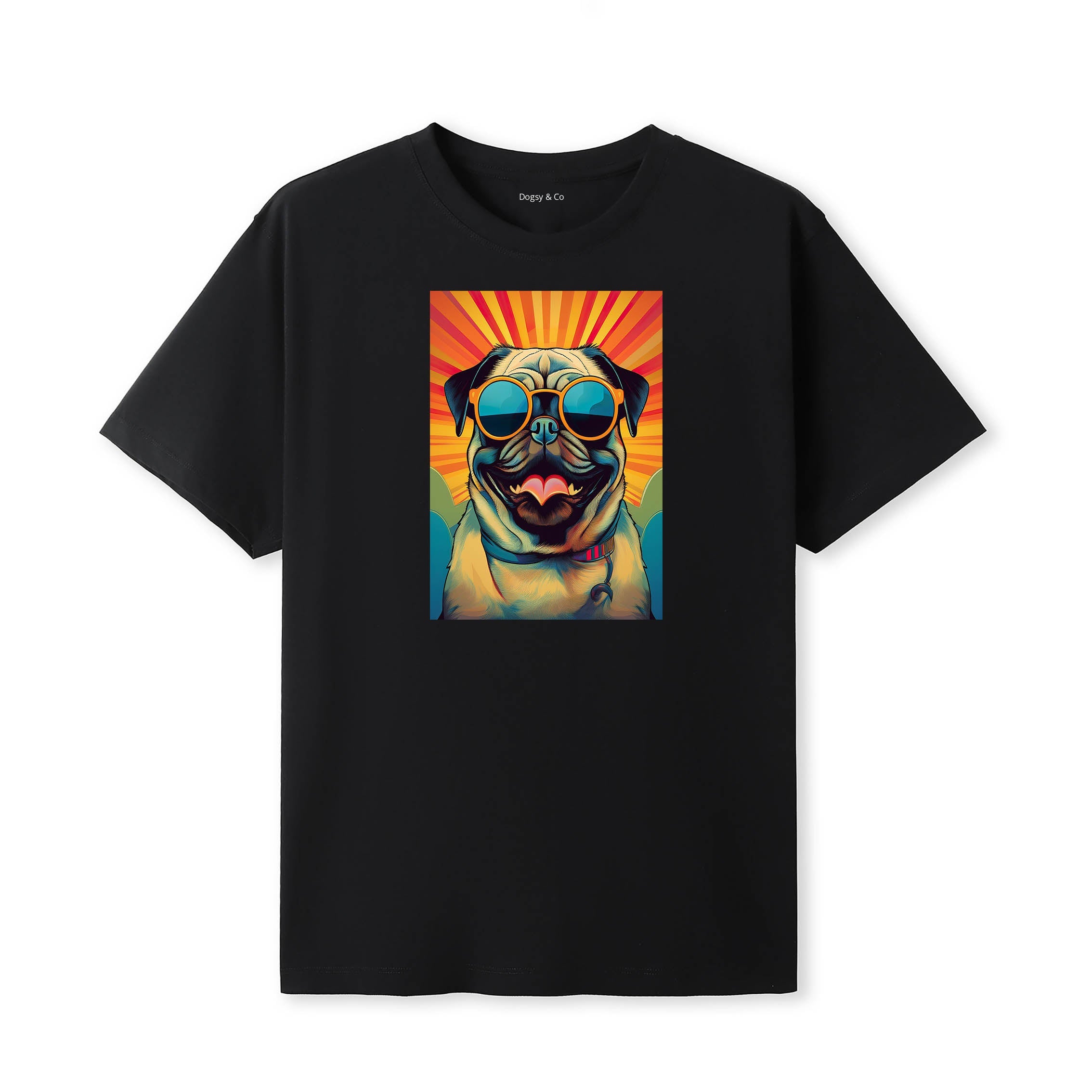 Pug Sunnies Dog T-Shirt Black