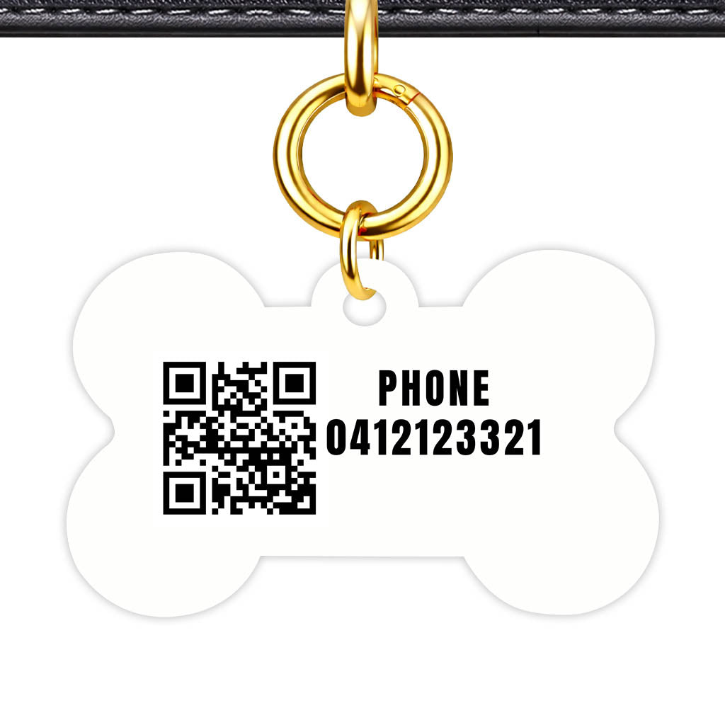 Chocolate Bone Shape QR Smart Pet ID Tag - Back View