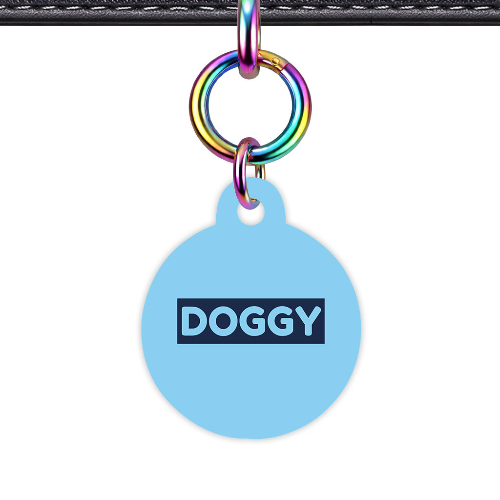 Baby Blue & Navy Circle Shape Rainbow Ring Classic Pet ID Tag