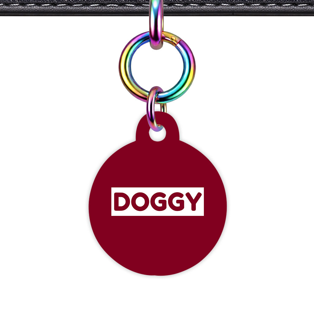 Burgundy & White Circle Shape Rainbow Ring Classic Pet ID Tag