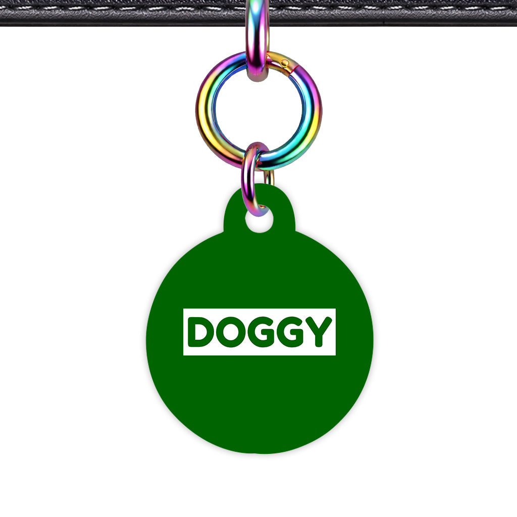 Dark Green & White Circle Shape Rainbow Ring Classic Pet ID Tag