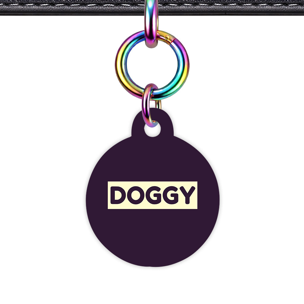 Deep Purple & Cream Circle Shape Rainbow Ring Classic Pet ID Tag