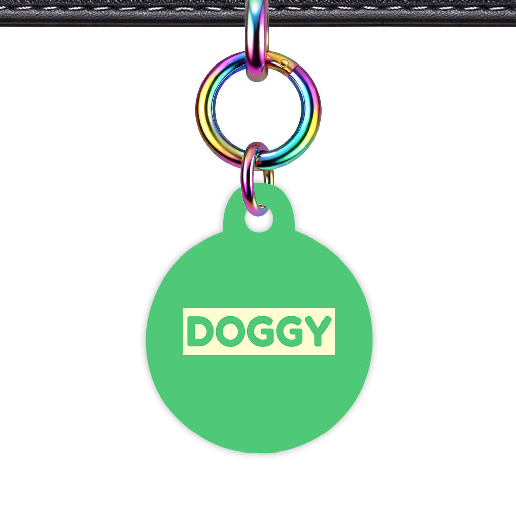 Emerald Green & Cream Circle Shape Rainbow Ring Classic Pet ID Tag