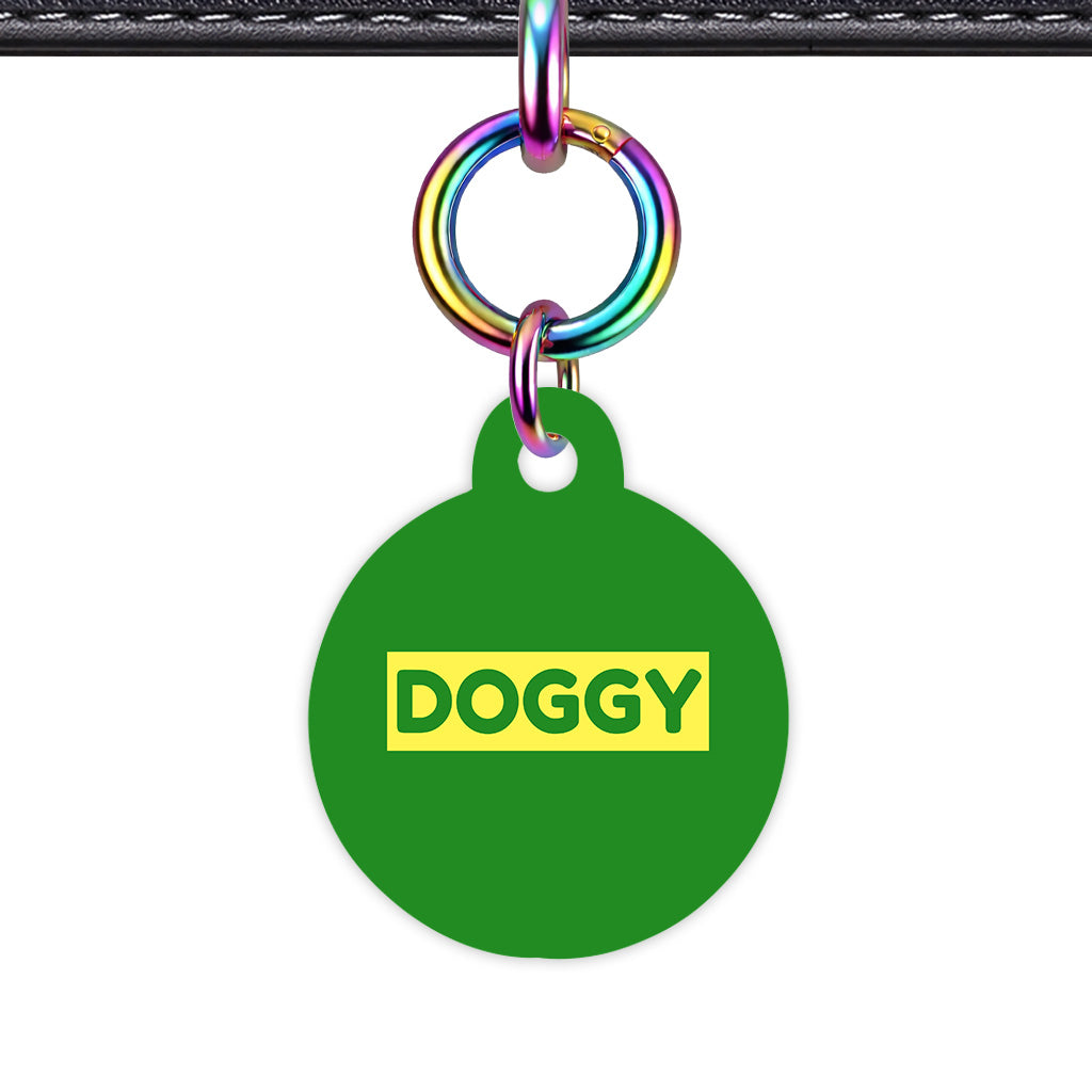 Forest Green & Lemon Circle Shape Rainbow Ring Classic Pet ID Tag