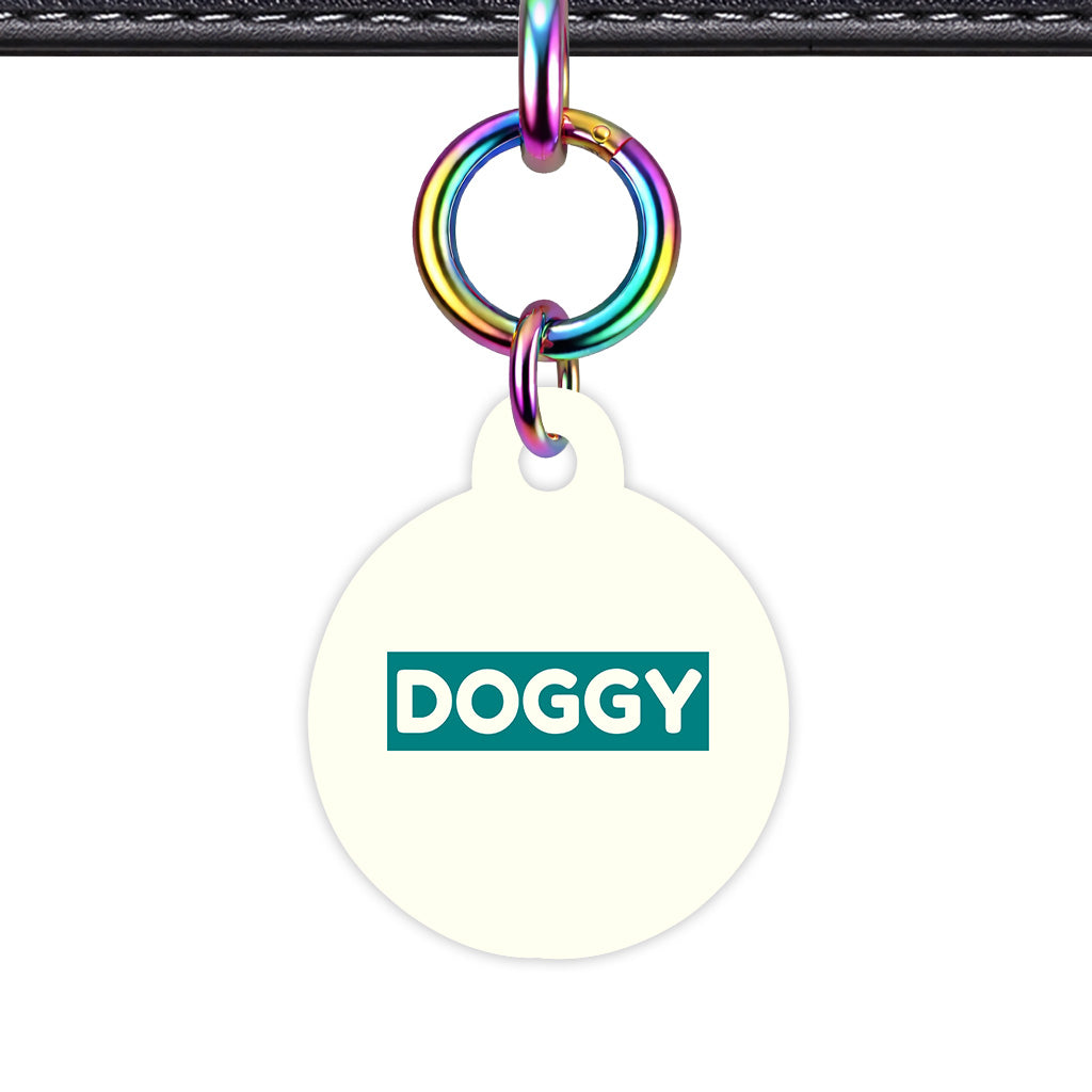 Ivory & Teal Circle Shape Rainbow Ring Classic Pet ID Tag