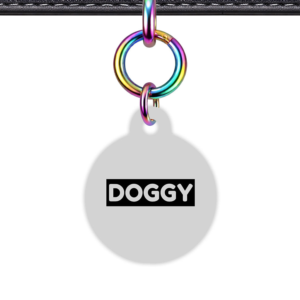 Light Grey & Black Circle Shape Rainbow Ring QR Smart Pet ID Tag