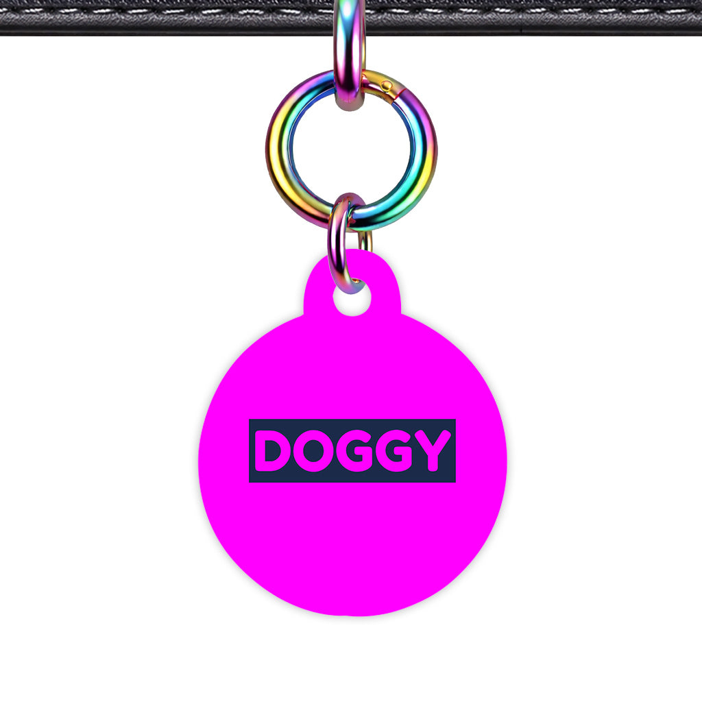 Magenta & Navy Circle Shape Rainbow Ring Classic Pet ID Tag