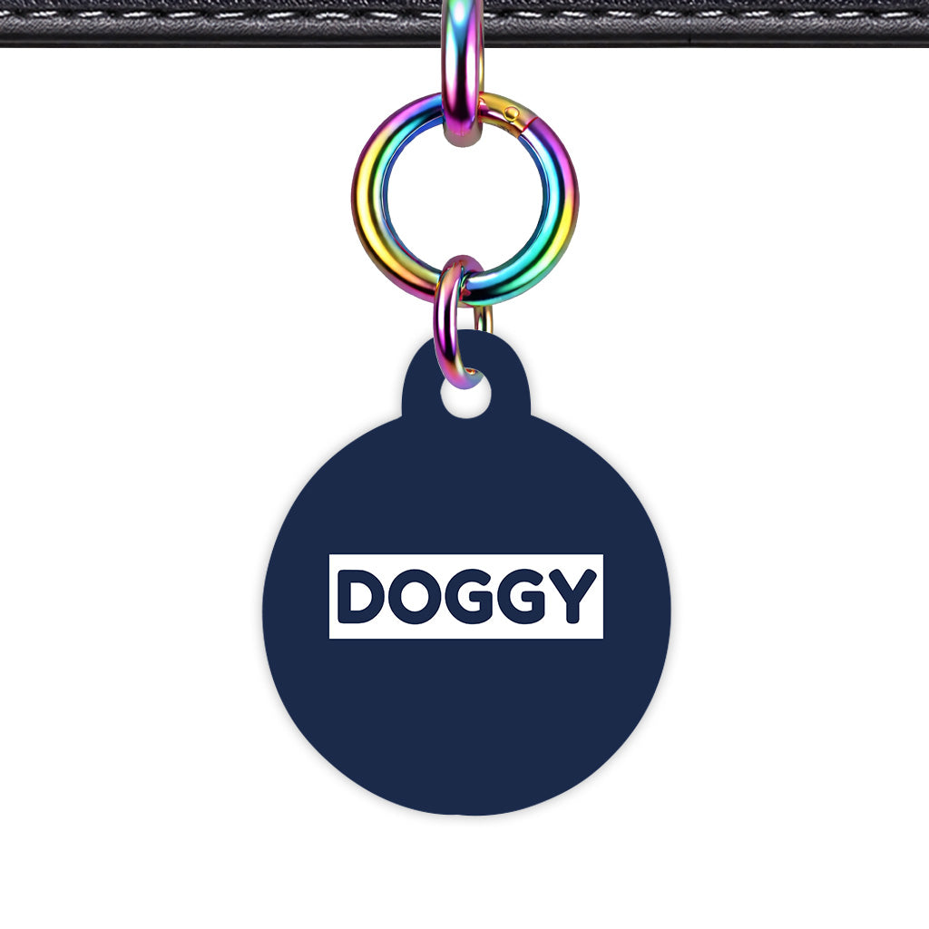 Navy & White Circle Shape Rainbow Ring Classic Pet ID Tag