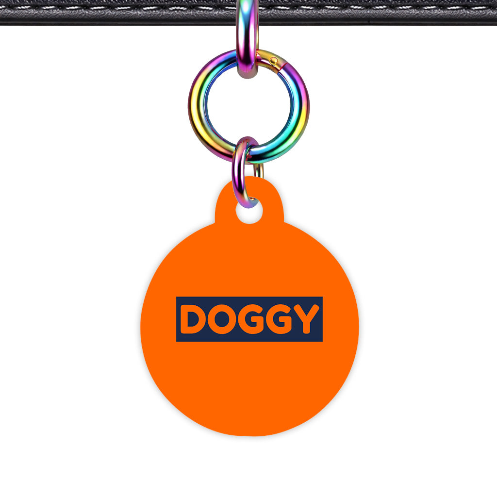 Orange & Navy Circle Shape Rainbow Ring QR Smart Pet ID Tag
