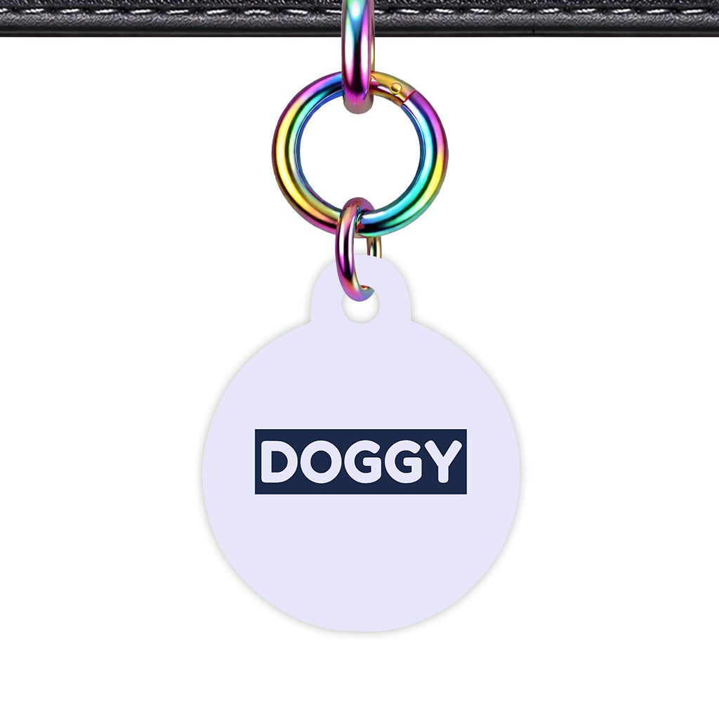 Pale Lavender & Navy Circle Shape Rainbow Ring Classic Pet ID Tag