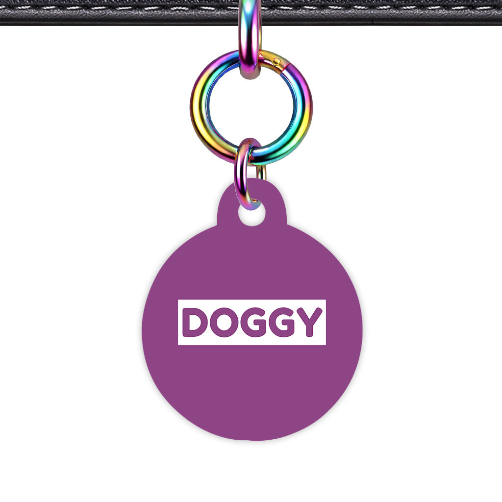 Plum & White Circle Shape Rainbow Ring Classic Pet ID Tag