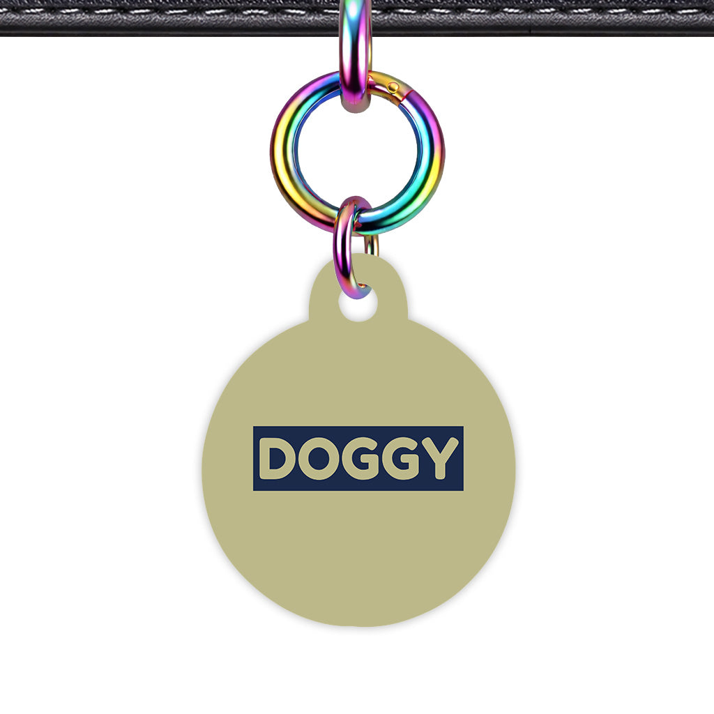 Sage & Navy Circle Shape Rainbow Ring QR Smart Pet ID Tag