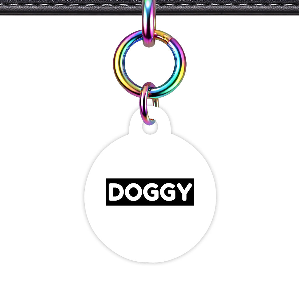 White & Black Circle Shape Rainbow Ring Classic Pet ID Tag
